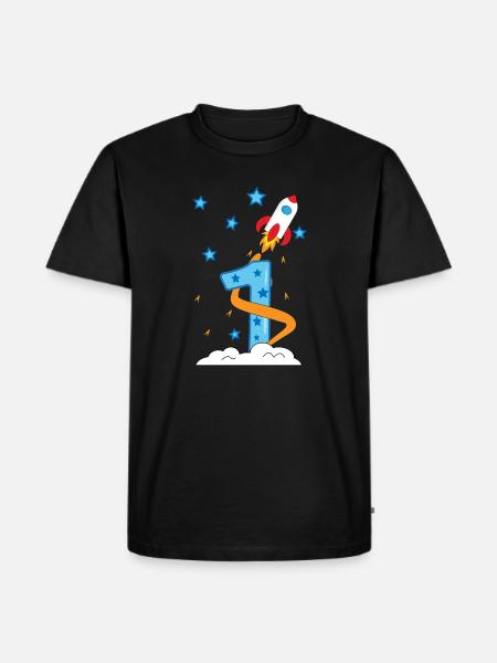 1. Anniversaire bébé enfant fusée - T-shirt Premium bio Homme - noir
