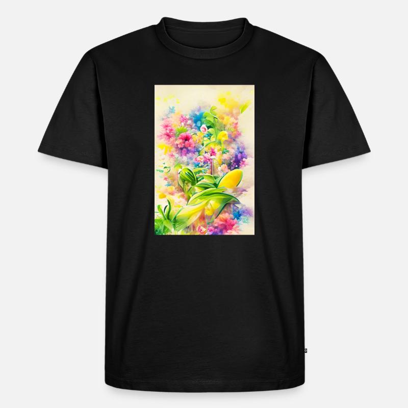 Blumen Kunst - Männer Premium Bio T-Shirt - Schwarz