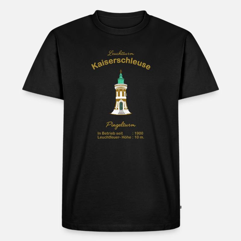 Leuchtturm Kaiserschleuse, Pingelturm, Bremerhaven - Männer Premium Bio T-Shirt - Schwarz