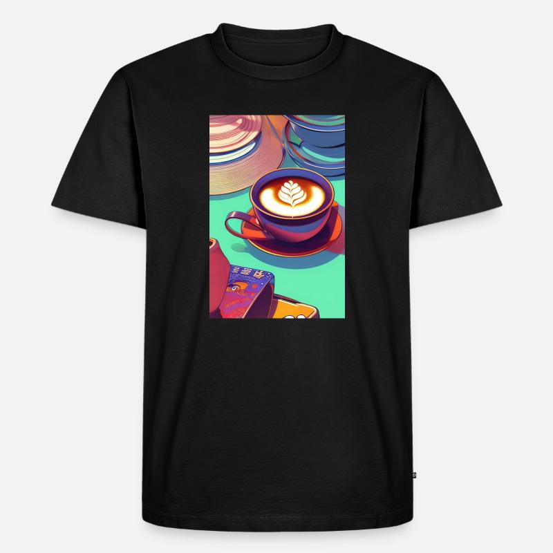 Kaffee, Kaffeebohnen - Männer Premium Bio T-Shirt - Schwarz