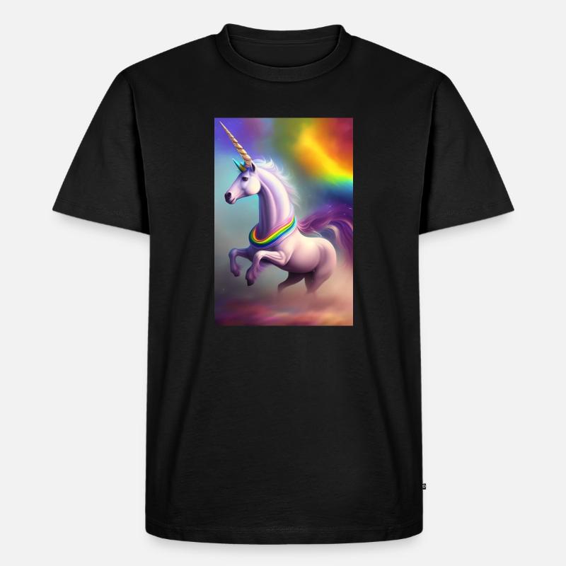 Einhorn - Männer Premium Bio T-Shirt - Schwarz
