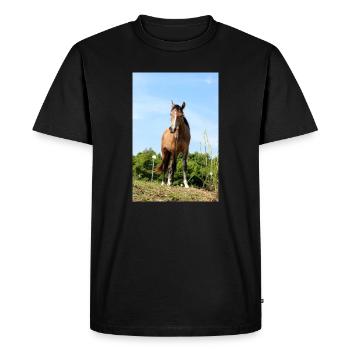 Affiche Cheval Cheval - T-shirt Premium bio Homme - noir - Devant - Nico (187cm)