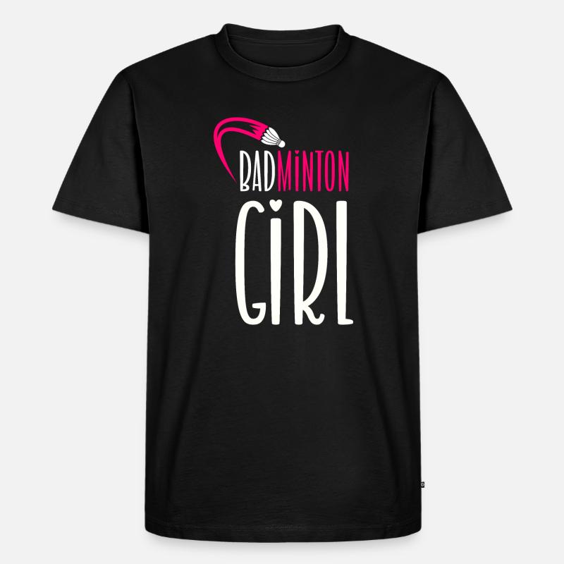 Badminton Mädchen - Männer Premium Bio T-Shirt - Schwarz