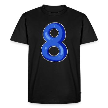 Numéro 8 Numéro Huit Motif Bleu - T-shirt Premium bio Homme - noir - Devant - Nico (187cm)