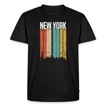 New York Colorstripe Retro - Men's Premium Organic T-Shirt - black - Front - Nico (187cm)