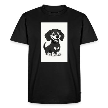 Teckel heureux noir et blanc - T-shirt Premium bio Homme - noir - Devant - Nico (187cm)