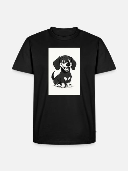 Happy dachshund black and white - Men's Premium Organic T-Shirt - black