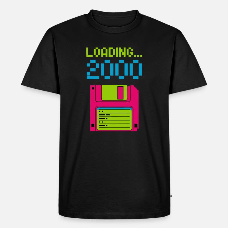 Loading 2000 Disketten-Design Retro Pixel Design - Männer Premium Bio T-Shirt - Schwarz