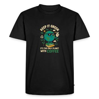 Restez vert – ce n’est qu’ici que vous pouvez obtenir du café - T-shirt Premium bio Homme - noir - Devant - Nico (187cm)