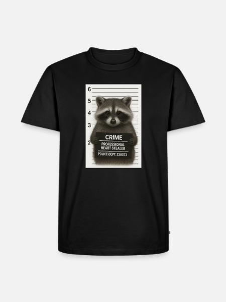 Raccoon – heart theft with a system - Men's Premium Organic T-Shirt - black