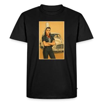 Femme rétro et auto vintage - T-shirt Premium bio Homme - noir - Devant - Nico (187cm)