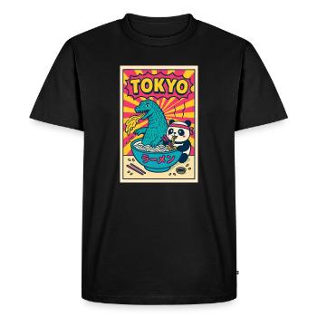 Tokyo Ramen Panda et Dragon - T-shirt Premium bio Homme - noir - Devant - Nico (187cm)