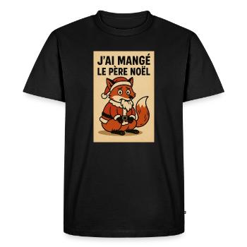 Renard festif de Noël en costume de Père Noël - T-shirt Premium bio Homme - noir - Devant - Nico (187cm)