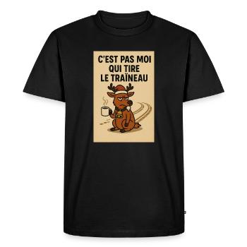 Renard blasé au café de Noël - T-shirt Premium bio Homme - noir - Devant - Nico (187cm)