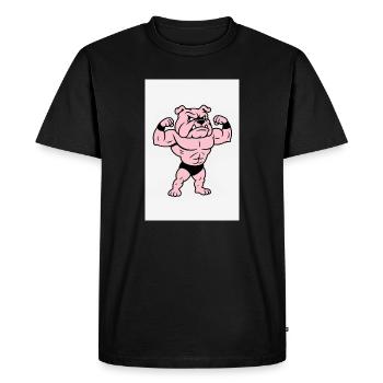 Pink Muscle Bulldog Pose - Men's Premium Organic T-Shirt - black - Front - Nico (187cm)