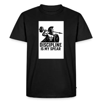 Spartan Discipline – Barbell Spear - Men's Premium Organic T-Shirt - black - Front - Nico (187cm)