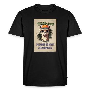 Llama Saying – Stay Cool, Funny Fun Shirt - Men's Premium Organic T-Shirt - black - Front - Nico (187cm)