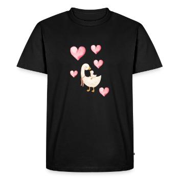 Maman Canard et Petit Coeur - T-shirt Premium bio Homme - noir - Devant - Nico (187cm)