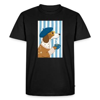 Chic Dog Coffee and Beret - Men's Premium Organic T-Shirt - black - Front - Nico (187cm)