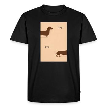 Hey Bye Dachshund – Funny Dog Poster - Men's Premium Organic T-Shirt - black - Front - Nico (187cm)