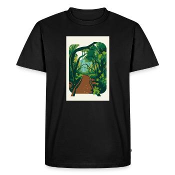 Verwunschener_Waldweg_im_Nebel - Men's Premium Organic T-Shirt - black - Front - Nico (187cm)