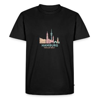 Porte d’entrée du monde de Hambourg - T-shirt Premium bio Homme - noir - Devant - Nico (187cm)
