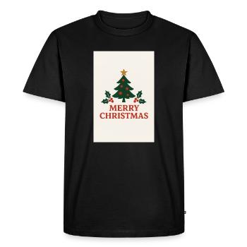 Joyeux Noël Sapin Rétro Rouge et Vert - T-shirt Premium bio Homme - noir - Devant - Nico (187cm)