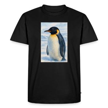 Watercolor Pinguin by the Sea - Men's Premium Organic T-Shirt - black - Front - Nico (187cm)