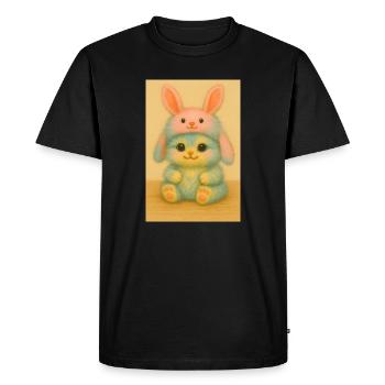 Duo de lapin en peluche pastel - T-shirt Premium bio Homme - noir - Devant - Nico (187cm)