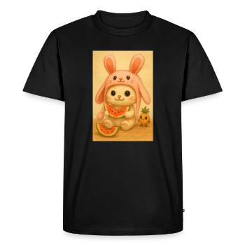 Lapin pastèque au chapeau rose - T-shirt Premium bio Homme - noir - Devant - Nico (187cm)