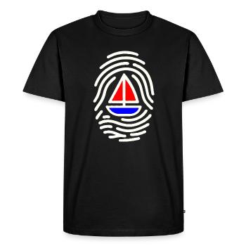Fingerprint Sailboat Design - Men's Premium Organic T-Shirt - black - Front - Nico (187cm)
