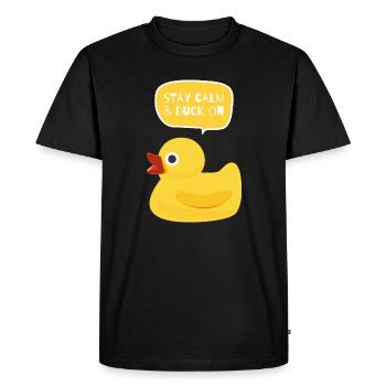 Restez calme et baissez-vous sur le design - T-shirt Premium bio Homme - noir - Devant - Nico (187cm)
