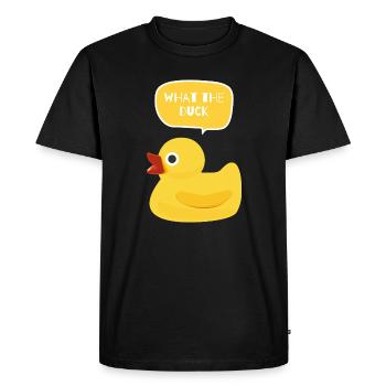 What the Duck Design - Men's Premium Organic T-Shirt - black - Front - Nico (187cm)