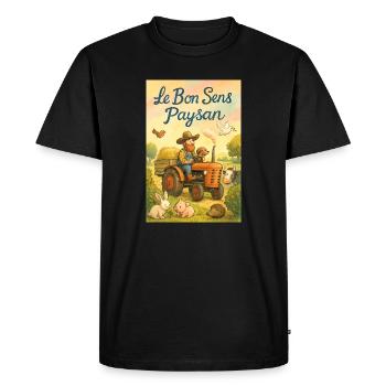 Le Bon Sens Paysan - T-shirt Premium bio Homme - noir - Devant - Nico (187cm)
