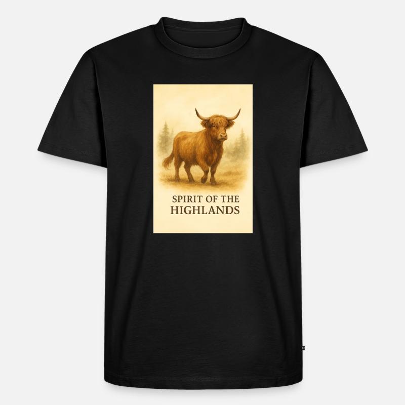 Der Geist der Highlands-Kuh - Männer Premium Bio T-Shirt - Schwarz