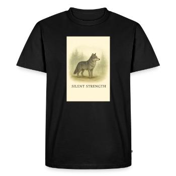 Loup de la Force silencieuse - T-shirt Premium bio Homme - noir - Devant - Nico (187cm)