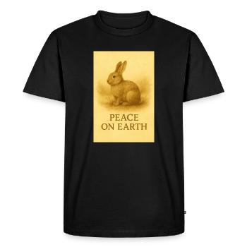 Paix sur Terre Imprimé Lapin - T-shirt Premium bio Homme - noir - Devant - Nico (187cm)