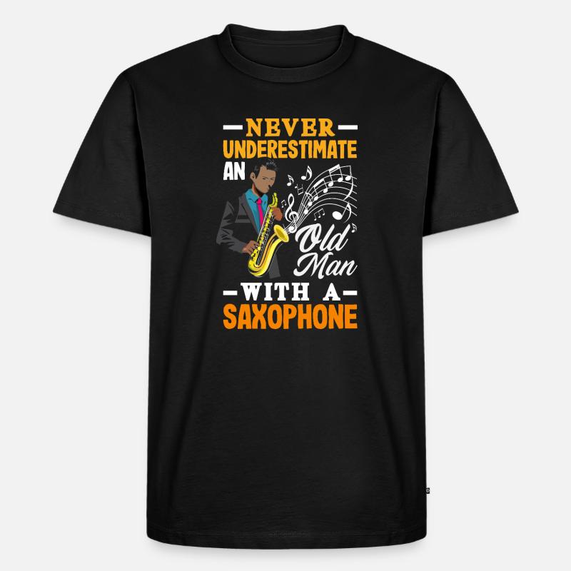 Saxofon - Männer Premium Bio T-Shirt - Schwarz