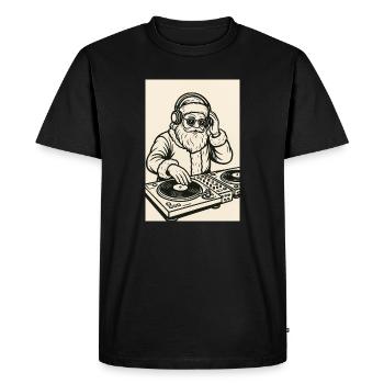 Santa Claus DJ on turntables - Men's Premium Organic T-Shirt - black - Front - Nico (187cm)
