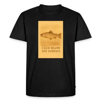 Calm Below the Surface Trout Print - Men's Premium Organic T-Shirt - black - Front - Nico (187cm)