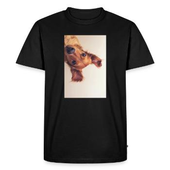 Portrait curieux du chiot - T-shirt Premium bio Homme - noir - Devant - Nico (187cm)