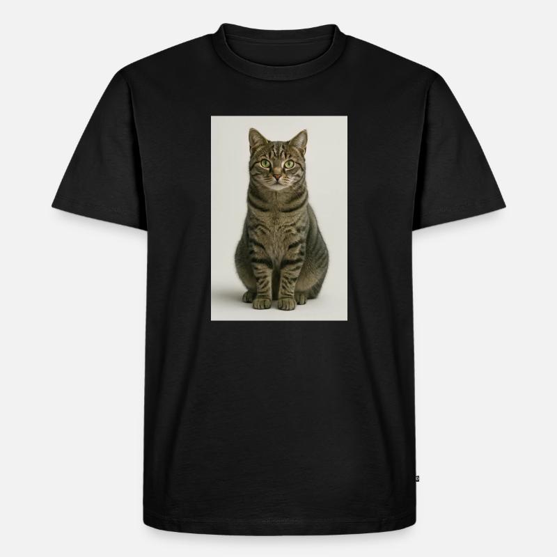 Sitzende getigerte Katzenporträt - Männer Premium Bio T-Shirt - Schwarz