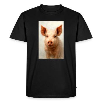 Charme Cochon à l’Aquarelle - T-shirt Premium bio Homme - noir - Devant - Nico (187cm)