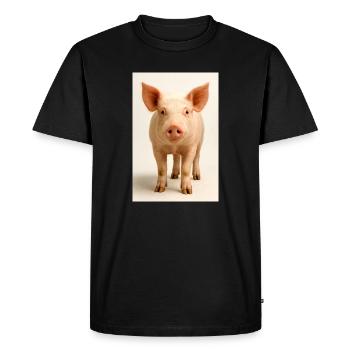 Pig Close Up Charm - Men's Premium Organic T-Shirt - black - Front - Nico (187cm)