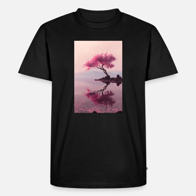Blush Blossom Shore Reflections - Männer Premium Bio T-Shirt - Schwarz
