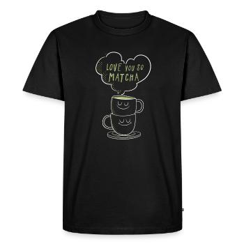 Love You So Matcha Minimal Saying - Men's Premium Organic T-Shirt - black - Front - Nico (187cm)