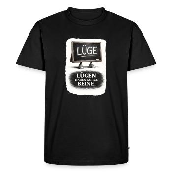 Lies have short legs – saying - Men's Premium Organic T-Shirt - black - Front - Nico (187cm)