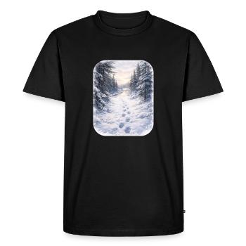 Winter Forest Path Morgenschein - Men's Premium Organic T-Shirt - black - Front - Nico (187cm)
