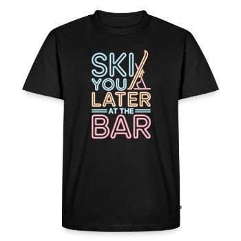 Skier plus tard au bar après ski bar - T-shirt Premium bio Homme - noir - Devant - Nico (187cm)