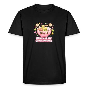 Kanagawa Wave Ramen Bowl Kawaii Japonais - T-shirt Premium bio Homme - noir - Devant - Nico (187cm)